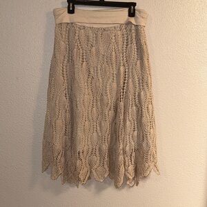 Dialogue Beige Lace Midi Skirt